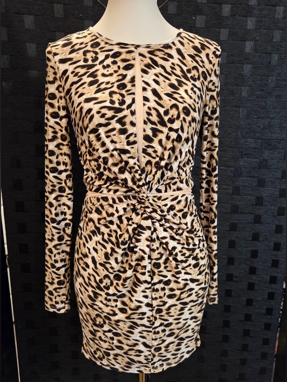 Who I Am Leopard Print Cutout Twist Front Mini Dress NWT Size 10